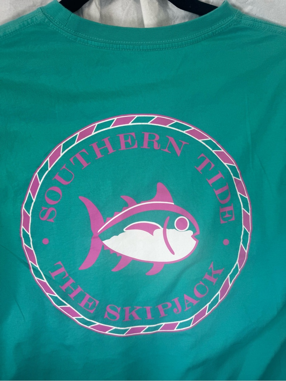 Southern Tide Skipjack Long Sleeve Pocket Tee Aqua Pink XS